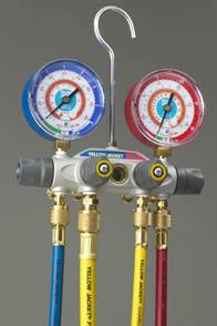 Ritchie Engineering Co., Inc. / YELLOW JACKET 49902 4-Valve Test & Charging Manifold, Red/Blue, No Hose Image